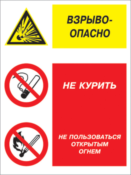 Кз 11 взрывоопасно - не курить и не пользоваться открытым огнем. (пленка, 400х600 мм) - Знаки безопасности - Комбинированные знаки безопасности - Магазин охраны труда и техники безопасности stroiplakat.ru