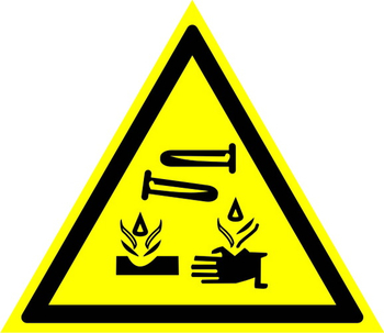 W04 опасно! едкие и коррозионные вещества (пленка, сторона 200 мм) - Знаки безопасности - Предупреждающие знаки - Магазин охраны труда и техники безопасности stroiplakat.ru